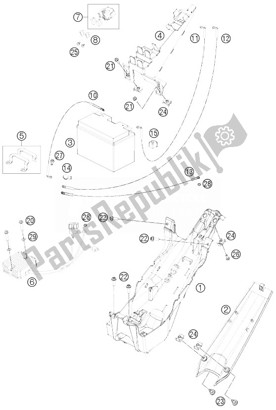 Alle onderdelen voor de Accu van de KTM 1190 RC8 R White Japan 2014