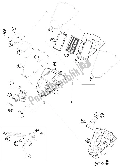 All parts for the Air Filter of the KTM 690 Duke Black USA 2009