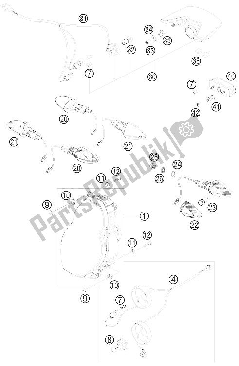 Tutte le parti per il Sistema Di Illuminazione del KTM 990 Adventure Black ABS USA 2008