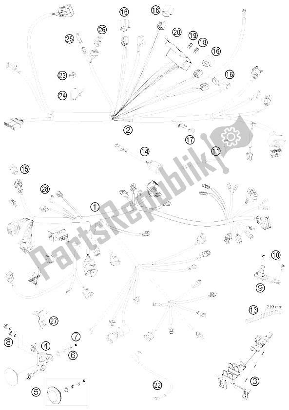 All parts for the Wiring Harness of the KTM 1190 RC 8 Black USA 2009