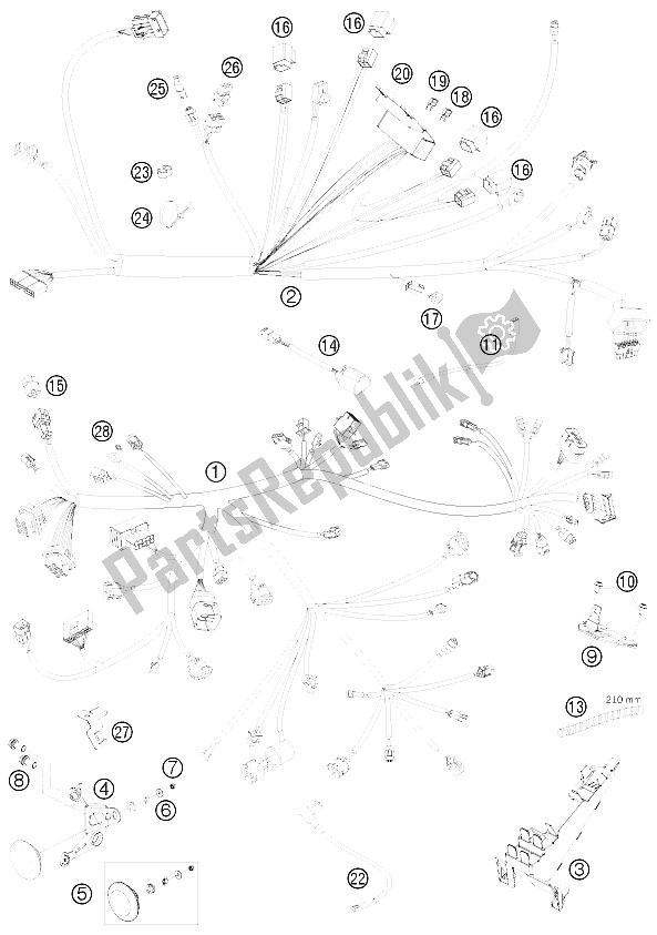 All parts for the Wiring Harness of the KTM 1190 RC 8 White USA 2009