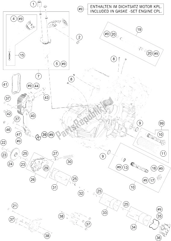 All parts for the Lubricating System of the KTM 1190 RC8 R White Japan 2015