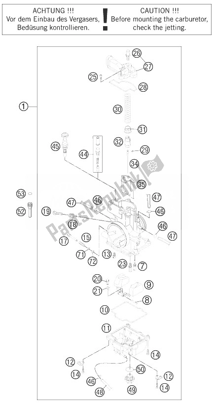 All parts for the Carburetor of the KTM 200 EXC Europe 2013