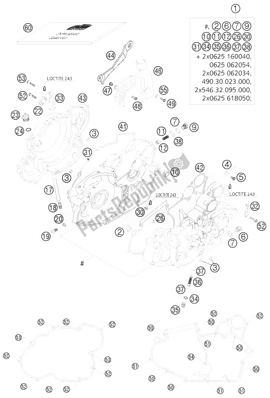 Todas las partes para Caja Del Motor 250 Exc, 450/525 de KTM 525 EXC Racing SIX Days Europe 2003