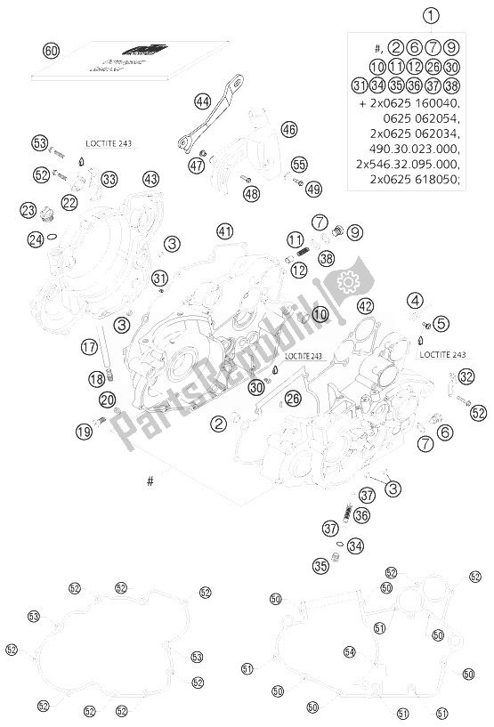 Todas las partes para Caja Del Motor 250 Exc, 450/525 de KTM 525 SX Racing Europe 2003