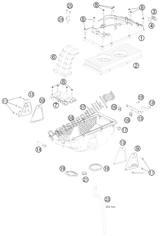 Tutte le parti per il Scatola Filtro Aria del KTM 990 Superm T Black ABS Australia United Kingdom 2011