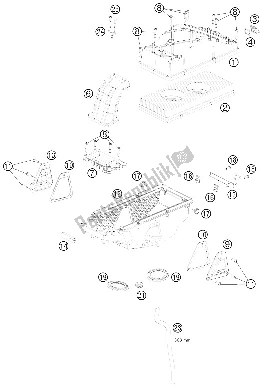 Alle onderdelen voor de Luchtfilterkast van de KTM 990 Superm T Black ABS Europe 2012