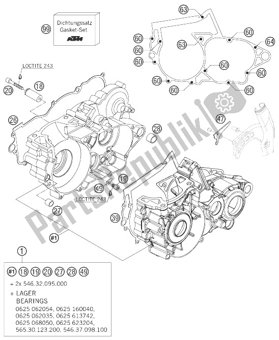 Todas as partes de Caixa Do Motor do KTM 300 EXC E Europe 2007