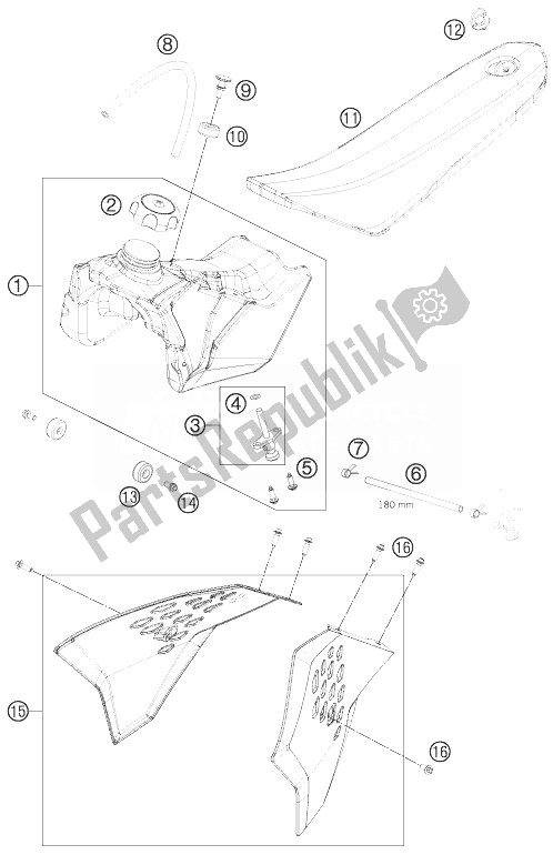 All parts for the Tank, Seat, Cover of the KTM 50 SX Mini Europe 2014