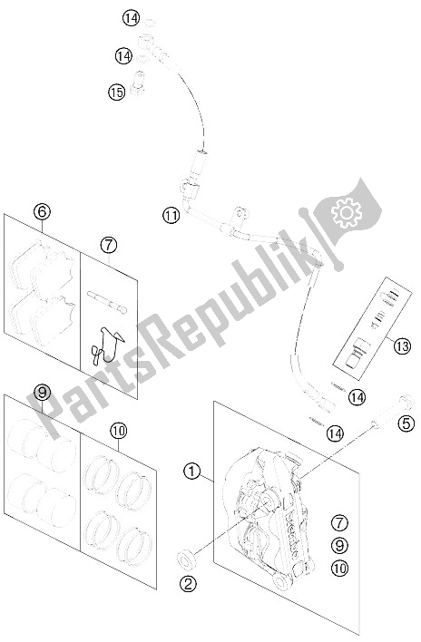 Toutes les pièces pour le étrier De Frein Avant du KTM 690 Duke Black Europe 2011