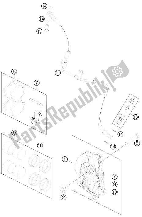Wszystkie części do Zacisk Hamulca Z Przodu KTM 690 Duke R Japan 2011