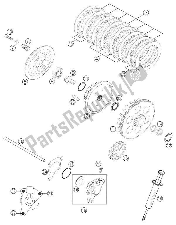 Tutte le parti per il Frizione 250 Exc Racing 2002 del KTM 250 EXC Racing Australia 2002