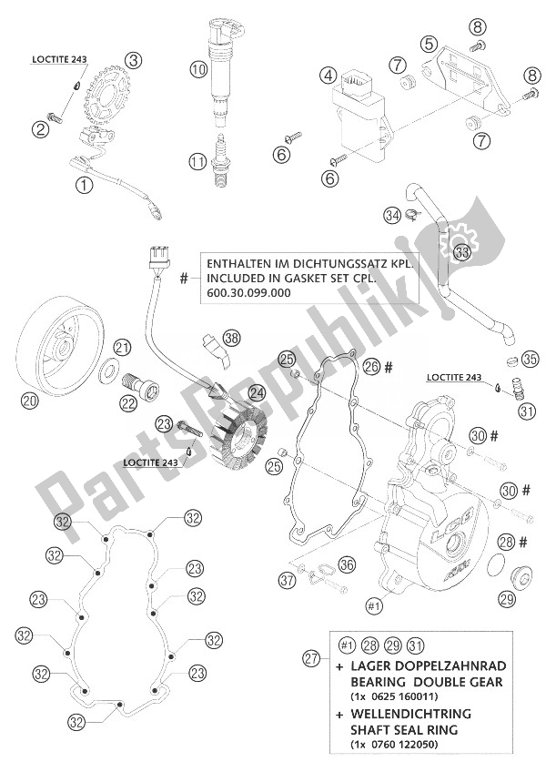 All parts for the Ignition System Lc8 of the KTM 1300 RC 8 Europe 2007