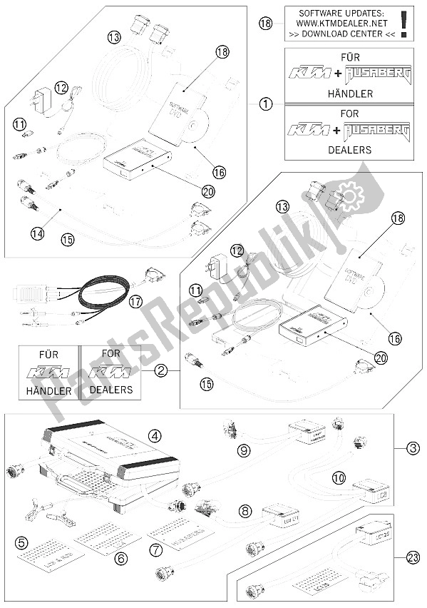 All parts for the Diagnostic Tool of the KTM 1190 RC8 R White France 2011