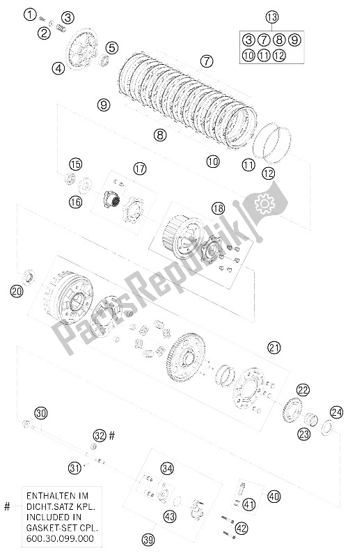 All parts for the Clutch of the KTM 950 Supermoto Black USA 2006