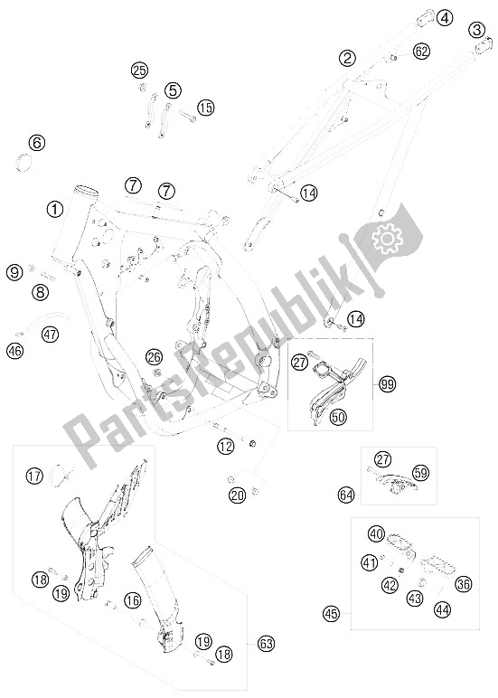 Todas las partes para Marco de KTM 450 SXS F Europe 2008