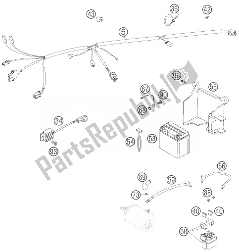 Toutes les pièces pour le Faisceau De Câblage du KTM 450 XC W USA 2007