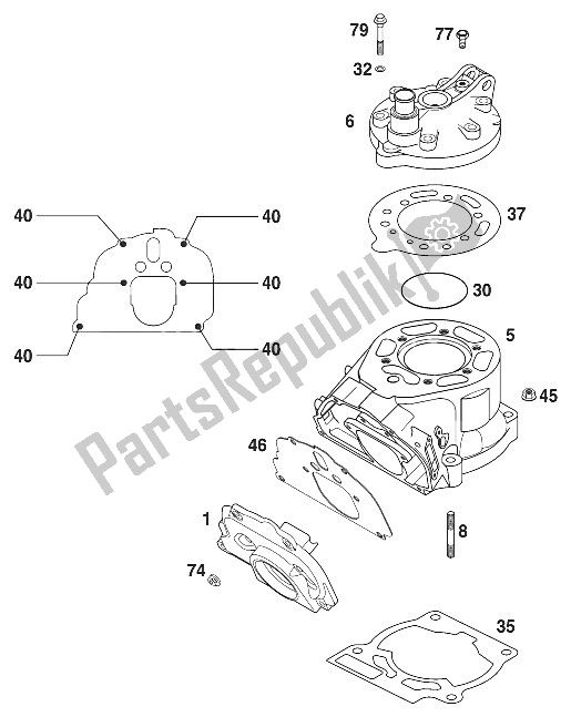 All parts for the Cylinder 125-200 20 of the KTM 200 EXC GS 8 KW Europe 2000