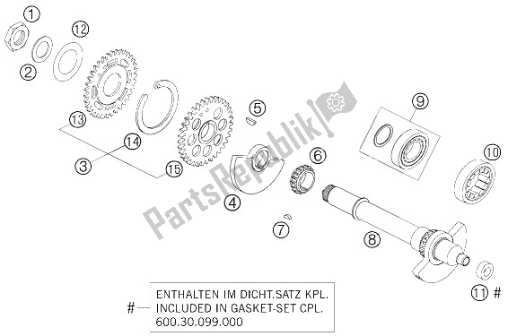 All parts for the Balancer Shaft of the KTM 990 Superduke Black Europe 2005