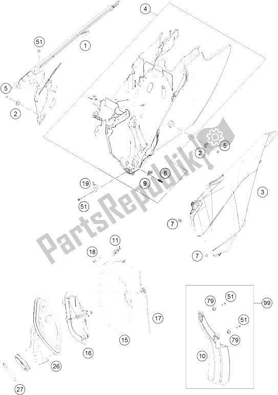 All parts for the Air Filter of the KTM 250 SX Europe 2015