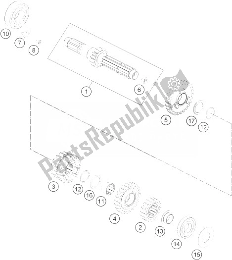 All parts for the Transmission I - Main Shaft of the KTM Freeride 350 Australia 2014