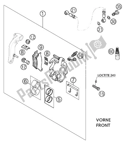 Alle onderdelen voor de Remklauw Voorzijde 625 Sxc van de KTM 625 SXC USA 2003