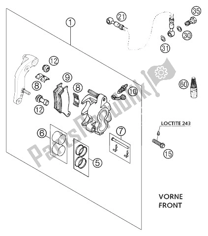 Tutte le parti per il Pinza Freno Anteriore 625 Sxc del KTM 625 SXC USA 2003