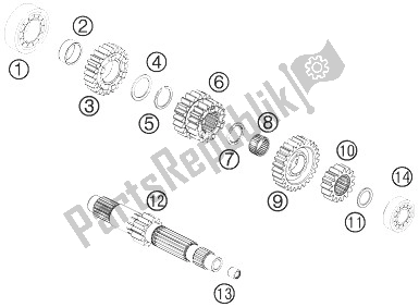 All parts for the Transmission I - Main Shaft of the KTM 990 Super Duke R France 2010