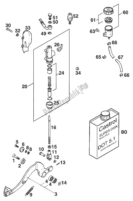 Todas las partes para Control De Freno Trasero 125 de KTM 125 EGS M ö 6 KW Europe 1997