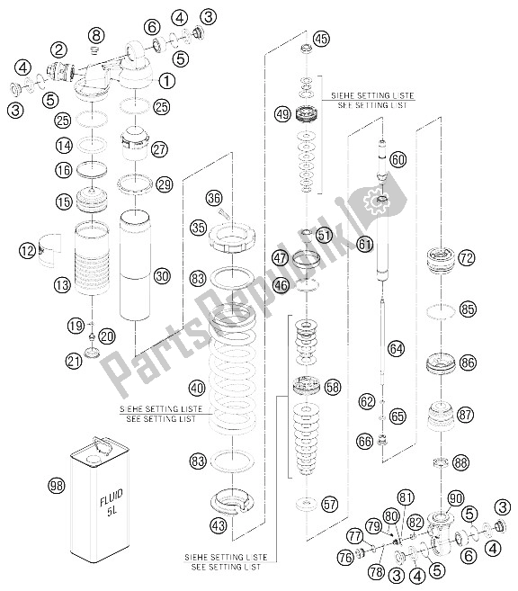 Todas las partes para Monoshock Desmontado de KTM 85 SXS 17 14 Europe 2012
