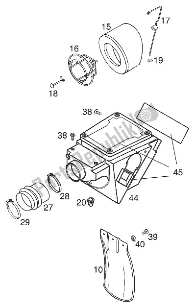 All parts for the Air Filter Box 660 Rallye '99 of the KTM 660 Rallye Europe 2000