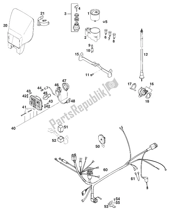 All parts for the New Parts Egs Australien '96 of the KTM 400 EXC WP Europe 1996