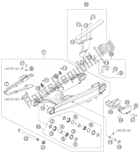 Todas las partes para Brazo Oscilante de KTM 950 Superenduro R USA 2007