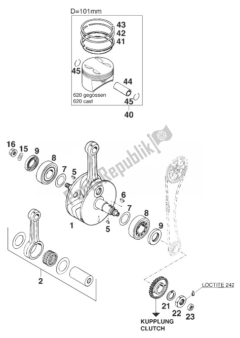 Tutte le parti per il Albero Motore - Pistone 620 Comp. Del KTM 620 LC 4 Competition Europe 1999