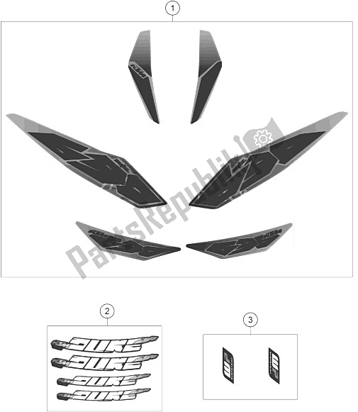 All parts for the Decal of the KTM 690 Duke Black ABS Europe 2015