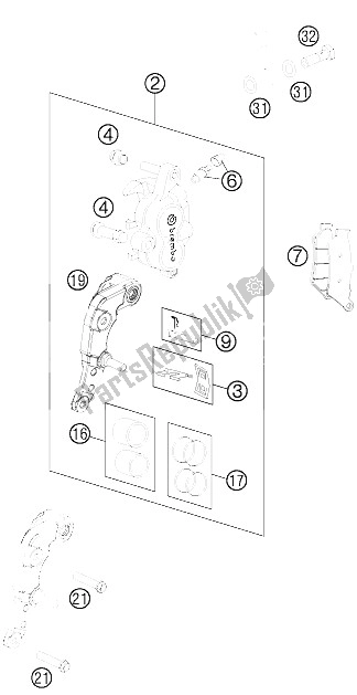 All parts for the Brake Caliper Front of the KTM 450 Rally Factory Replica Europe 2011