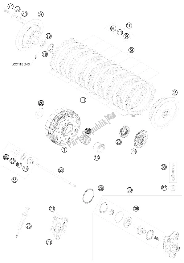 All parts for the Clutch of the KTM 450 SX ATV Europe 2009