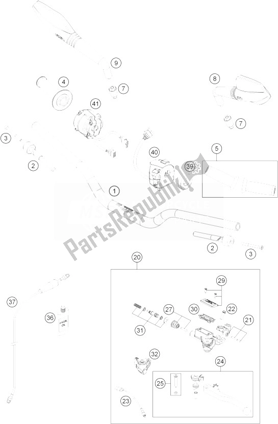 Tutte le parti per il Manubrio, Comandi del KTM 690 Duke R ABS CKD Malaysia 2014