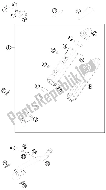 All parts for the Exhaust System of the KTM 450 SX F Fact Repl USA 2012