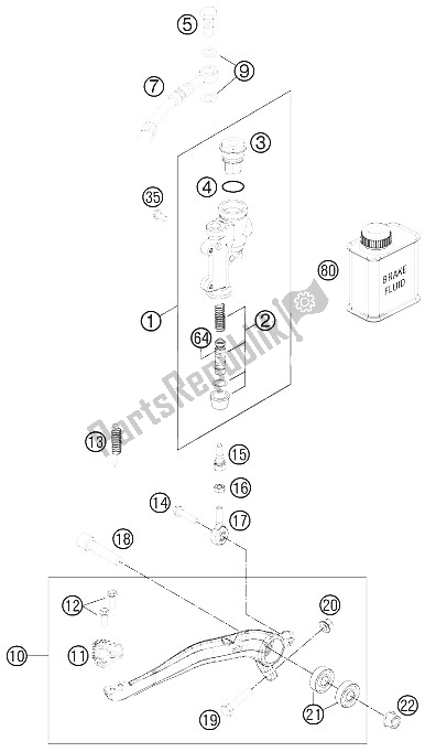 All parts for the Rear Brake Control of the KTM 250 SX F Europe 2011