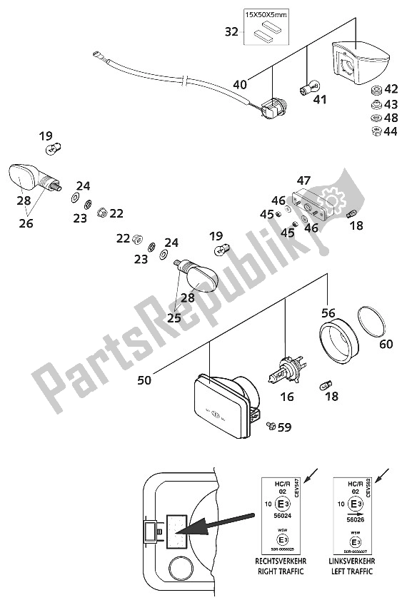 Wszystkie części do Lampa Czo? Owa Lc4 KTM 640 LC4 E United Kingdom 2001