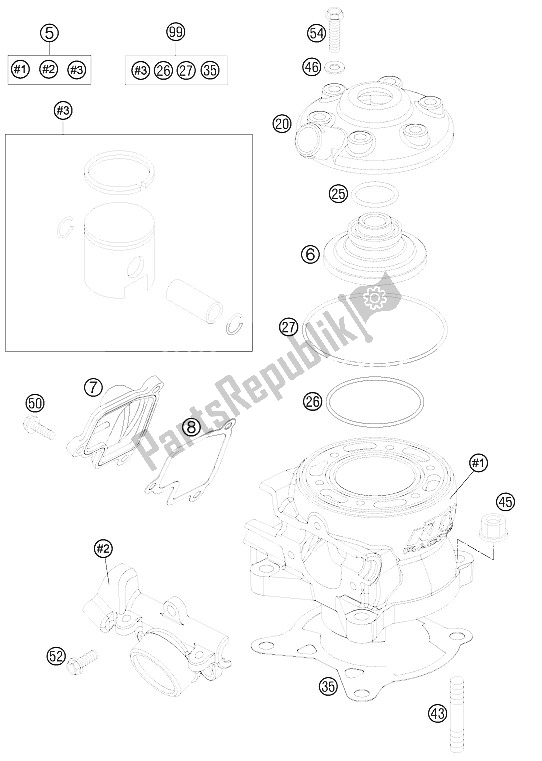Wszystkie części do Cylinder KTM 85 SXS 17 14 Europe 2012