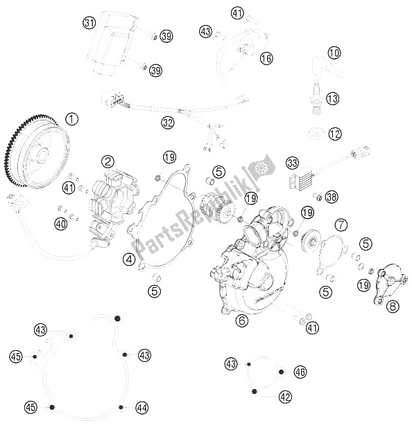 All parts for the Ignition System of the KTM 250 EXC Europe 2012