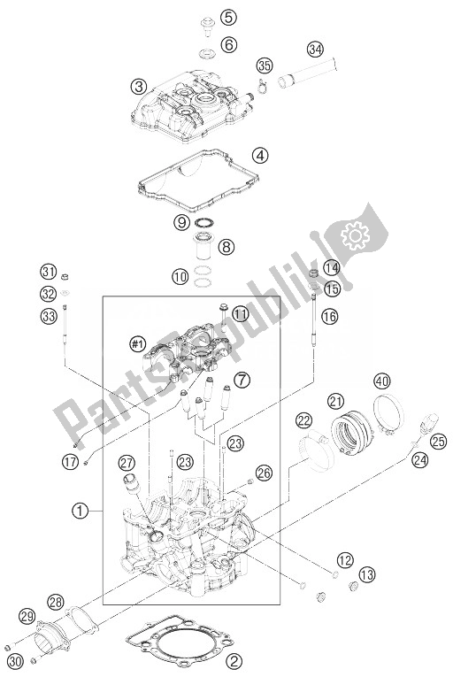 Tutte le parti per il Testata del KTM 350 SX F Europe 2014