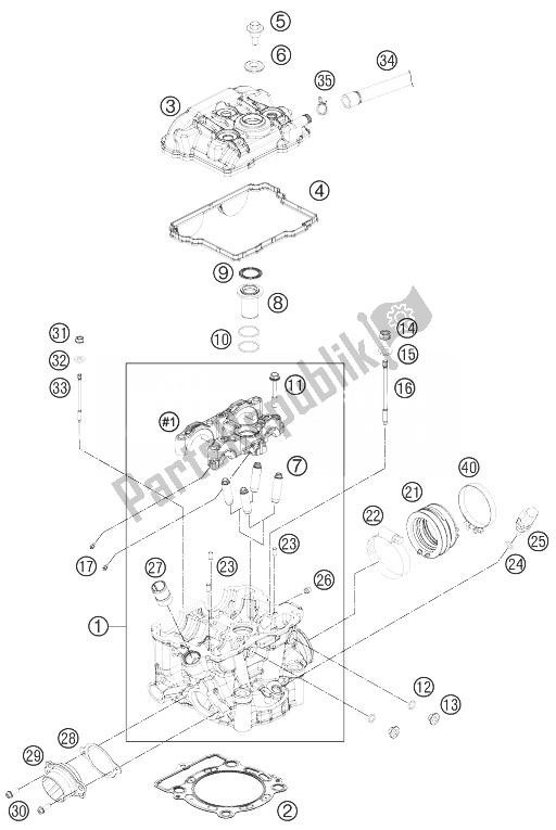 All parts for the Cylinder Head of the KTM 350 XC F USA 2014