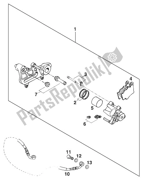 All parts for the Brake Caliper Rear Duke'94 of the KTM 620 Duke 37 KW 94 Europe 1994