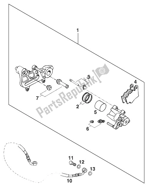 Tutte le parti per il Pinza Freno Posteriore Duca'94 del KTM 620 Duke 37 KW Australia 1996