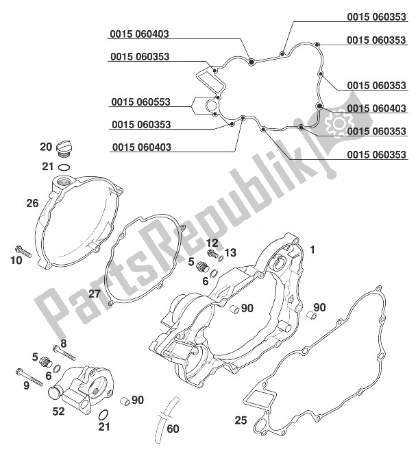 All parts for the Clutch Cover 125/200 '98 of the KTM 125 EGS 6 KW Europe 1998