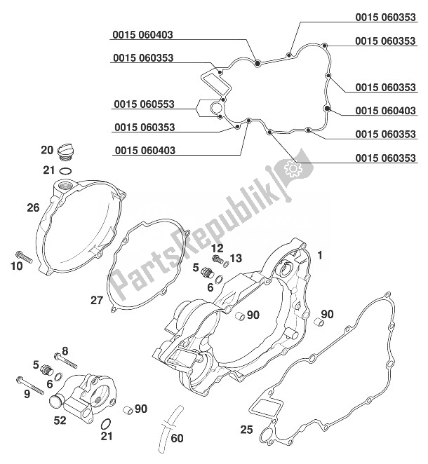 Alle onderdelen voor de Koppelingsdeksel 125/200 '98 van de KTM 125 SX 99 Europe 1999