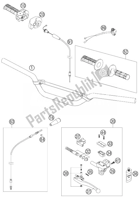 Todas las partes para Manillar, Controles de KTM 85 SX 17 14 Europe 2007